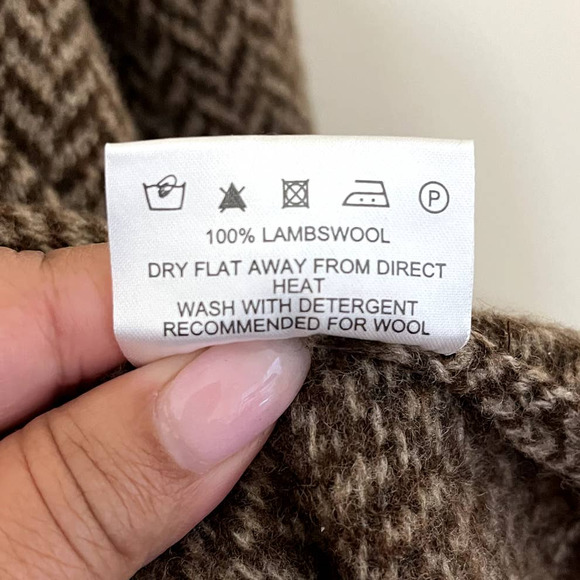 Barbour Mens Wool Chevron V-neck Sweater XXL Chocolate Log Cabin Rustic Academia - Picture 8 of 8